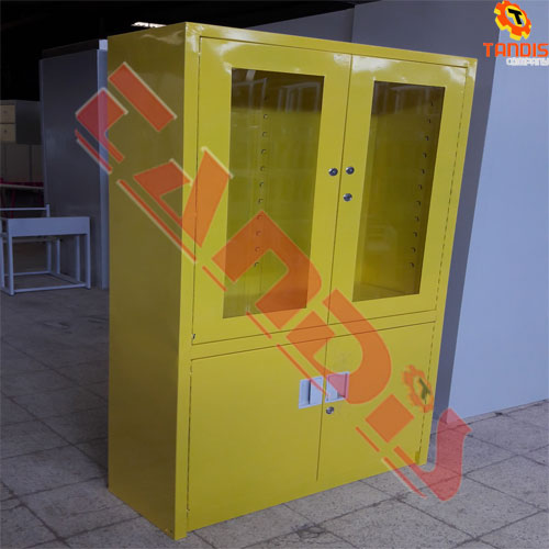 کمد کتابخانه شیشه ای قاب دار 