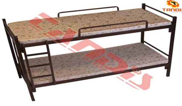 تخت خواب دو طبقه فلزی با وزن 75 کیلو گرم همراه با تشک سربازی